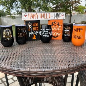 HALLOWEEN WINE TUMBLERS MSG ME ON WHICH ONE YOU WOULD LIKE & SEE WHATS AVAILABLE